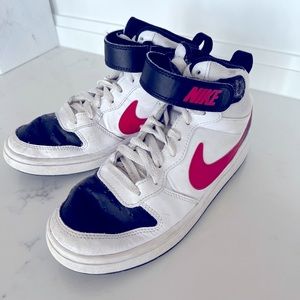 Very cool high top sneaker. Kid's Nike Court Borough Mid 2 White Red Black.